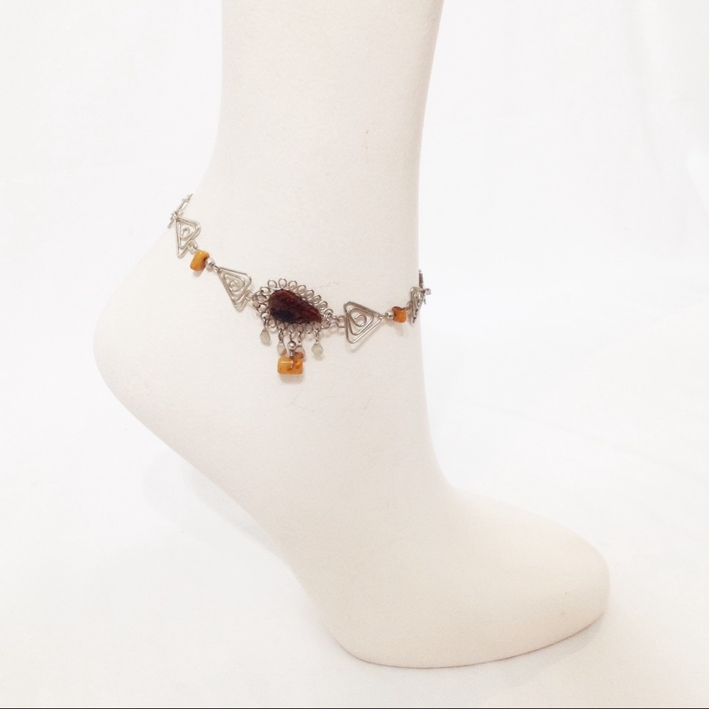 Ankle Bracelet, Handmade Peru, Stone Boho Anklet
